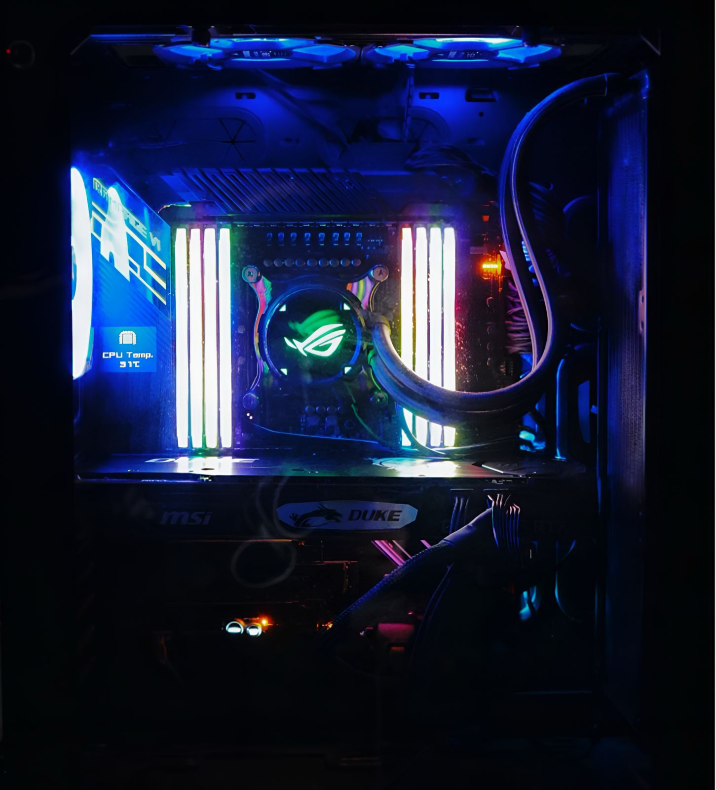 Inside a gaming PC — GPU and RGB lighting
